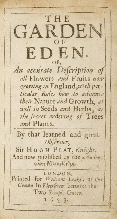 The second edition of Sir Hugh Plat’s book on gardening” width=